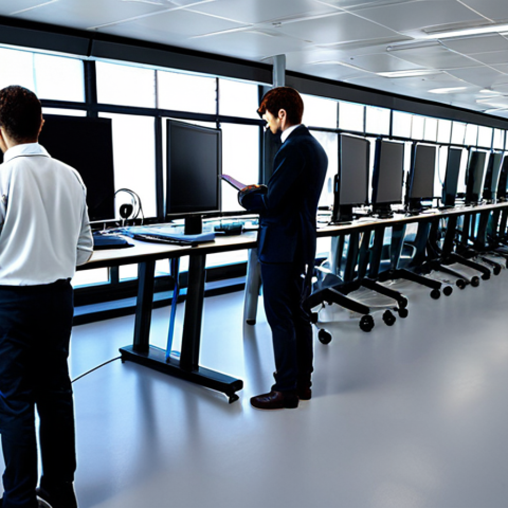 Sports Science University Lab**

"A bright, modern sports science lab at INEFC Barcelona, filled with students and researchers, fully clothed in professional attire, analyzing biomechanics data on computers. High-tech equipment visible, perfect anatomy, natural proportions, well-lit, professional setting, safe for work, appropriate content, fully clothed, professional."

**