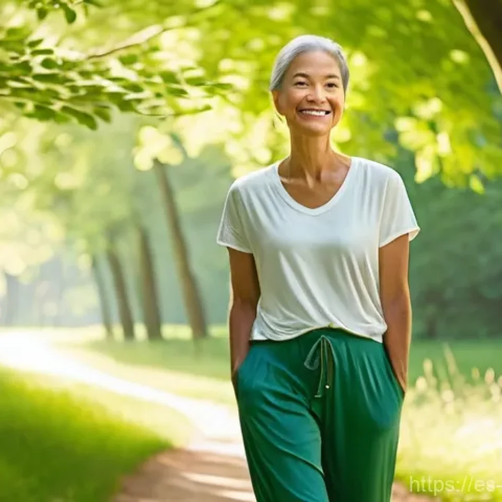 운동을 통한 스트레스 해소 - **Prompt 1: Mindful Nature Walk**
"A person in their late 20s to early 30s, gender-neutral, with...