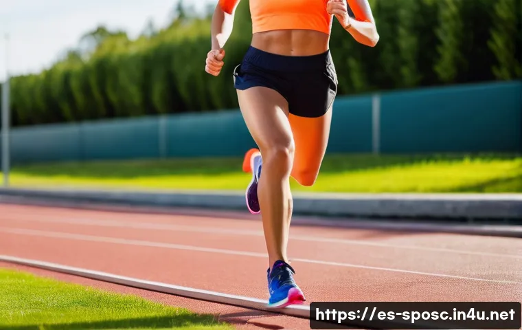 스포츠 인체 해부학 - Dynamic Female Runner Highlighting Leg and Core Activation**
A realistic, full-body shot of a fit a...