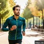 스포츠 과학 실험 - A professional athlete wearing smart wearable devices such as a heart rate monitor wristband, a slee...